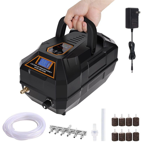 Hygger High Efficiency AC/DC Portable Aquarium Air Pump Kit 18W 301GPH (HG067)