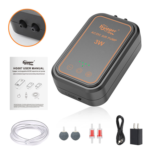Hygger Rechargeable AC/DC Aquarium Air Pump 3W 80GPH (HG087)